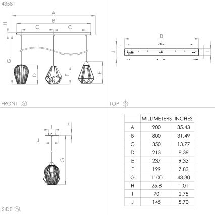 Eglo - Lámpara colgante 3xE27/40W/230V