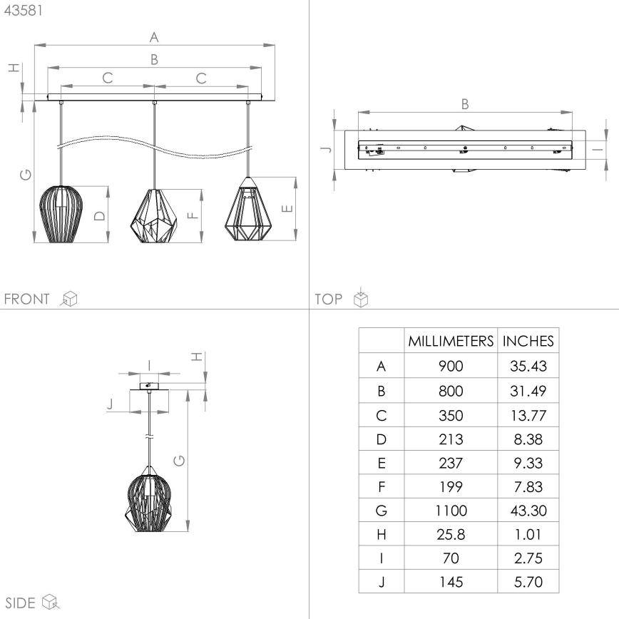 Eglo - Lámpara colgante 3xE27/40W/230V