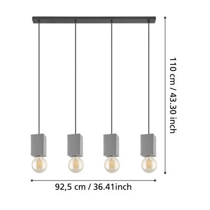 Eglo - Lámpara colgante 4xE27/40W/230V