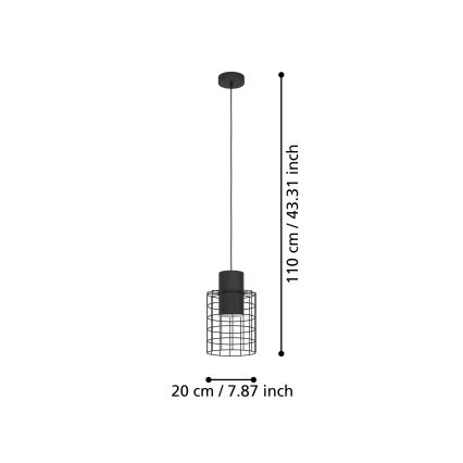 Eglo - Lámpara colgante 1xE27/40W/230V diá. 20 cm negro