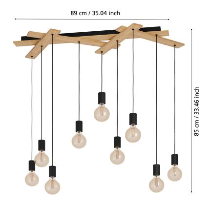 Eglo - Lámpara colgante 9xE27/40W/230V