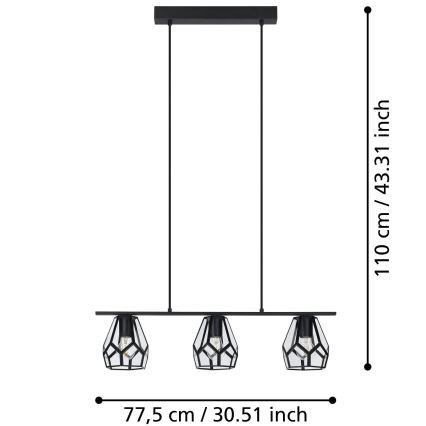 Eglo - Lámpara colgante 3xE27/40W/230V