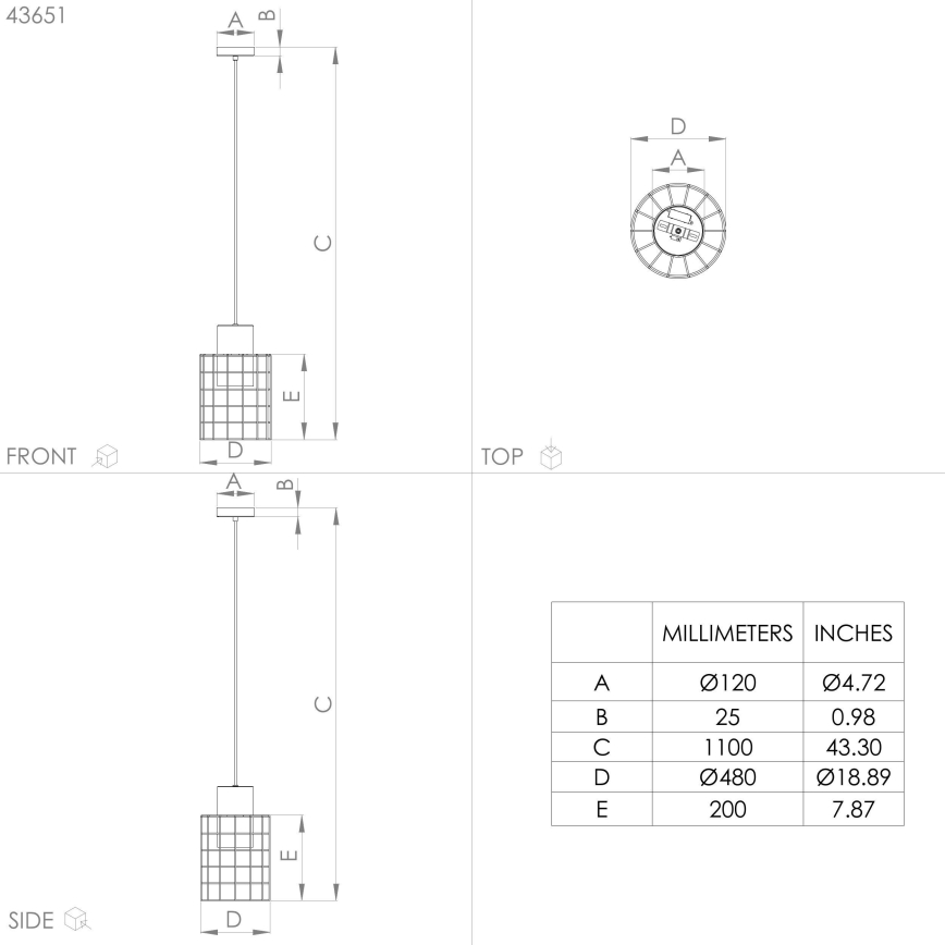 Eglo - Lámpara colgante 1xE27/40W/230V d. 48 cm plata