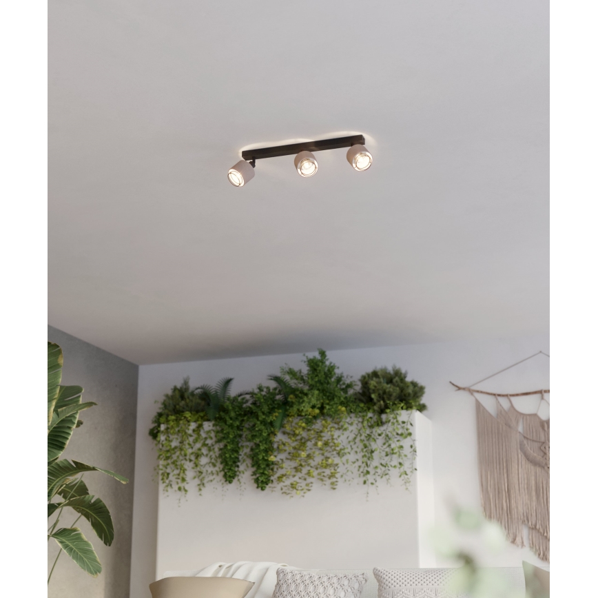 Eglo - Aplique 3xE14/40W/230V negro/beige
