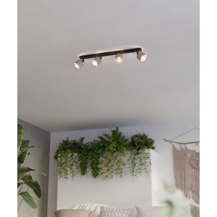 Eglo - Foco 4xE14/40W/230V negro/beige