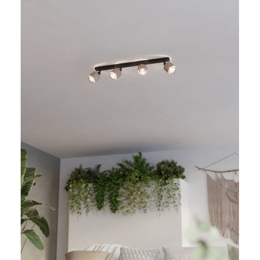 Eglo - Foco 4xE14/40W/230V negro/beige