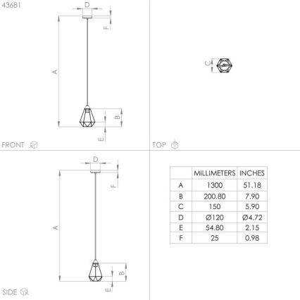 Eglo - Lámpara colgante TARBES 1xE27/60W/230V d. 17,5 cm