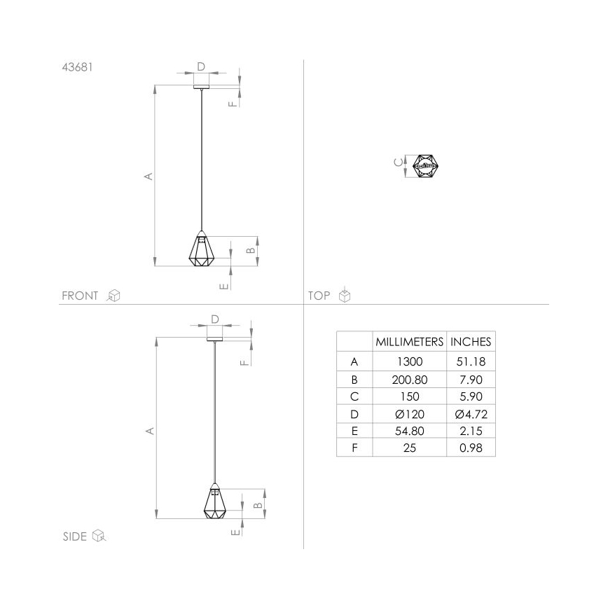 Eglo - Lámpara colgante TARBES 1xE27/60W/230V d. 17,5 cm