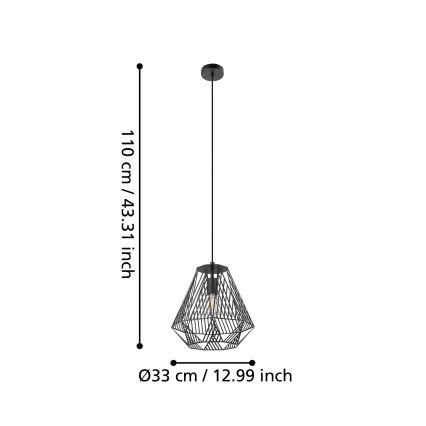 Eglo - Lámpara colgante 1xE27/40W/230V negro