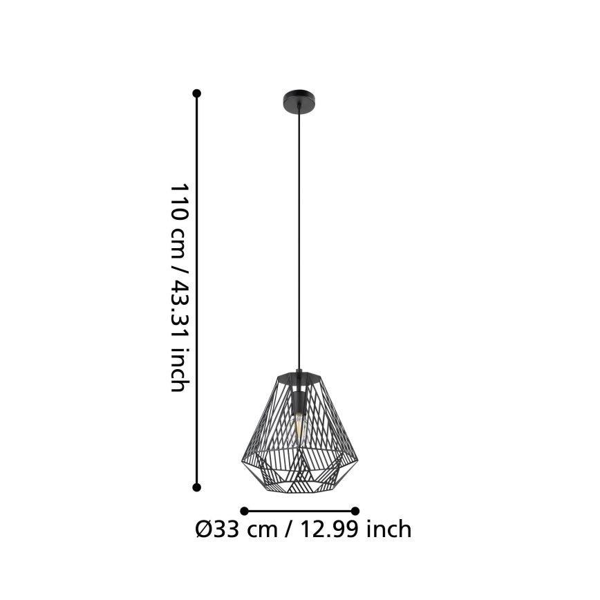 Eglo - Lámpara colgante 1xE27/40W/230V negro