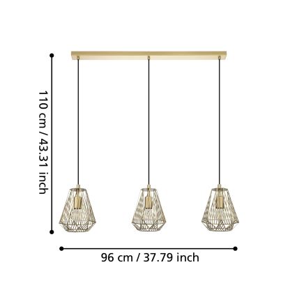 Eglo - Lámpara colgante 1xE27/40W/230V dorado