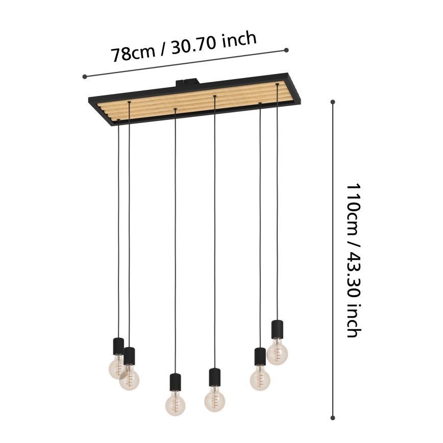 Eglo - Lámpara colgante 6xE27/40W/230V