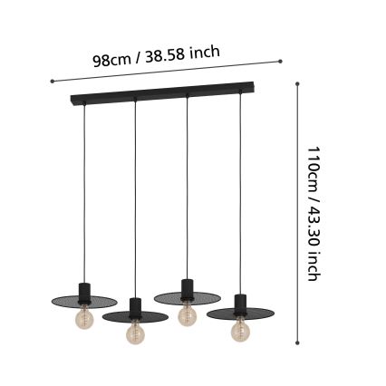 Eglo - Lámpara colgante 4xE27/40W/230V