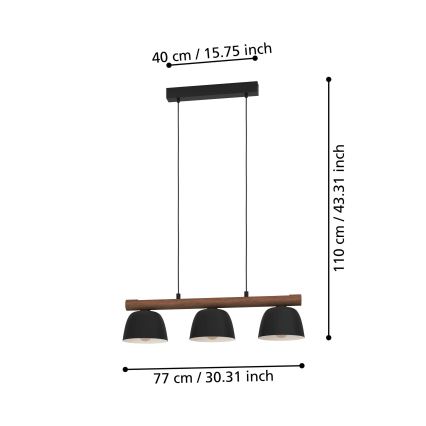 Eglo - Lámpara colgante 3xE27/40W/230V