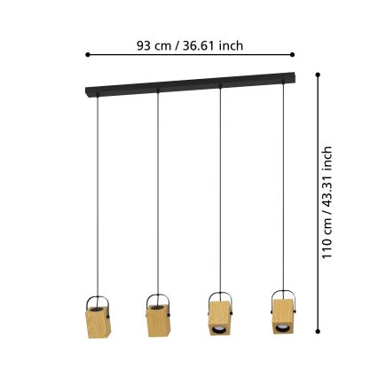 Eglo - Lámpara LED colgante 4xGU10/3W/230V