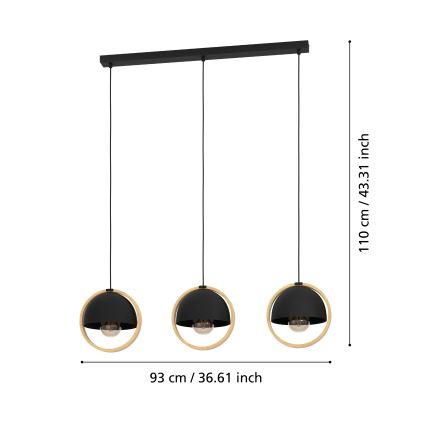 Eglo - Lámpara colgante 3xE27/40W/230V