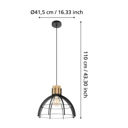Eglo - Lámpara colgante 1xE27/40W/230V negro