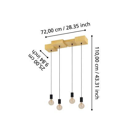 Eglo - Lámpara colgante 4xE27/40W/230V
