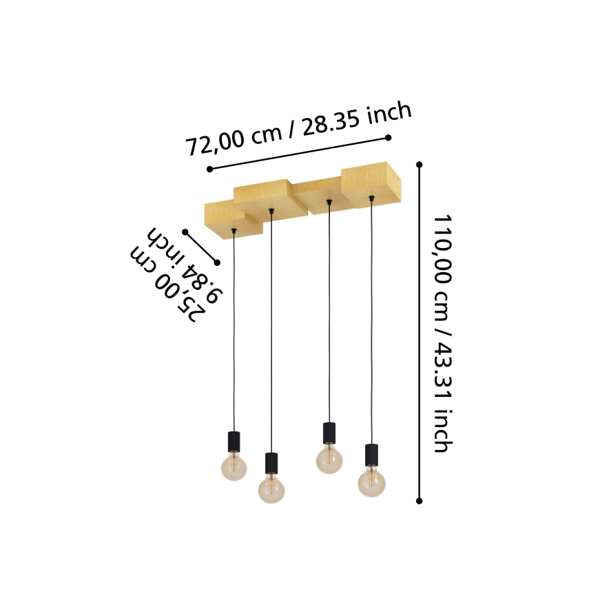 Eglo - Lámpara colgante 4xE27/40W/230V