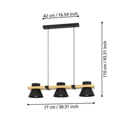 Eglo - Lámpara colgante 3xE27/15W/230V