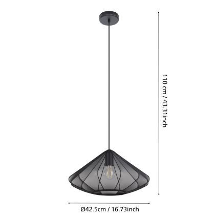 Eglo - Lámpara colgante 1xE27/40W/230V diá. 42,5 cm negro