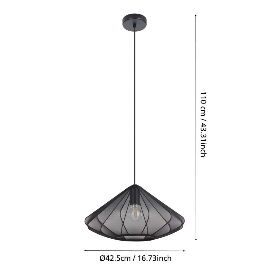 Eglo - Lámpara colgante 1xE27/40W/230V diá. 42,5 cm negro