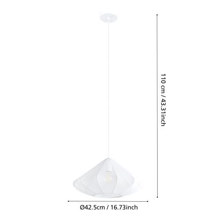 Eglo - Lámpara colgante 1xE27/40W/230V diá. 42,5 cm blanco
