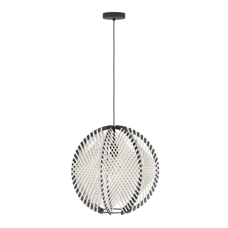 Eglo - Lámpara colgante 1xE27/40W/230V diá. 48 cm blanco/negro