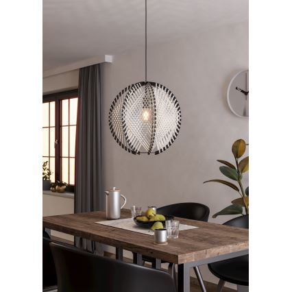Eglo - Lámpara colgante 1xE27/40W/230V diá. 48 cm blanco/negro