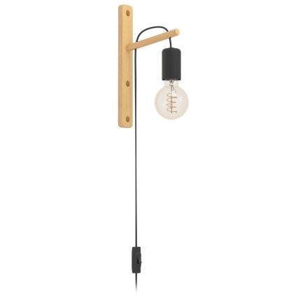 Eglo - Aplique 1xE27/10W/230V madera de caucho marrón/negro