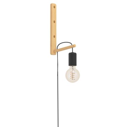 Eglo - Aplique 1xE27/10W/230V madera de caucho marrón/negro