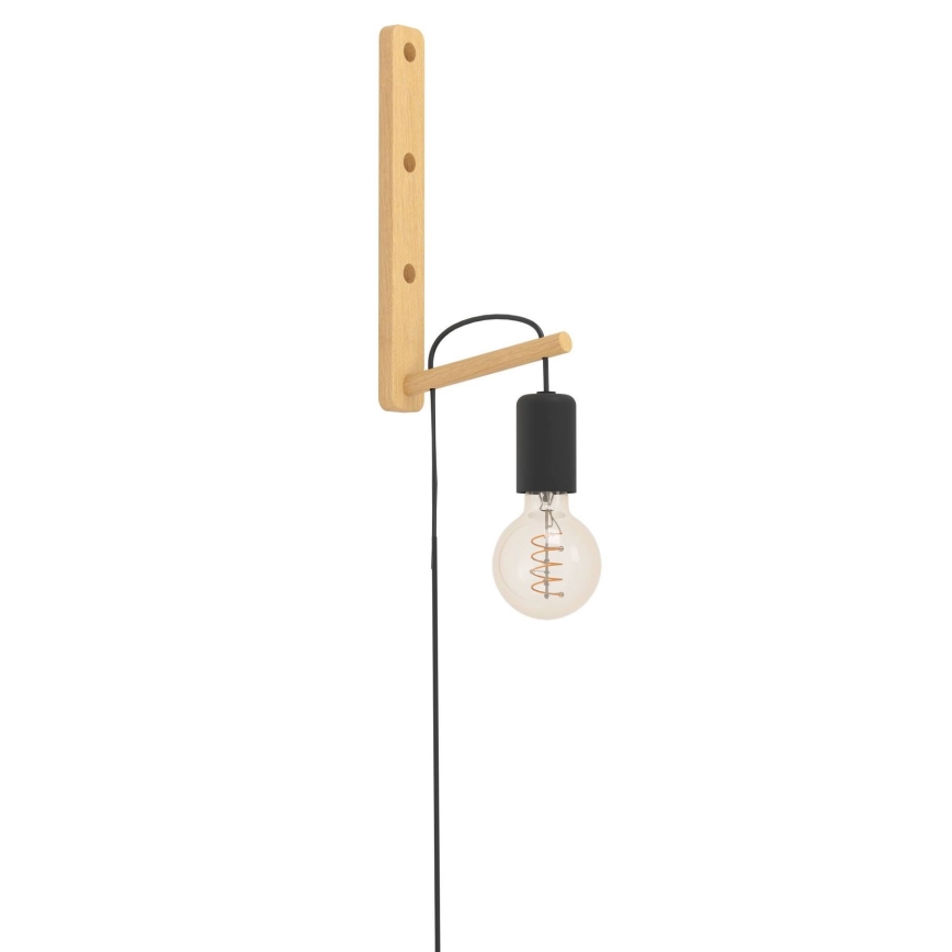 Eglo - Aplique 1xE27/10W/230V madera de caucho marrón/negro