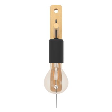 Eglo - Aplique 1xE27/10W/230V madera de caucho marrón/negro