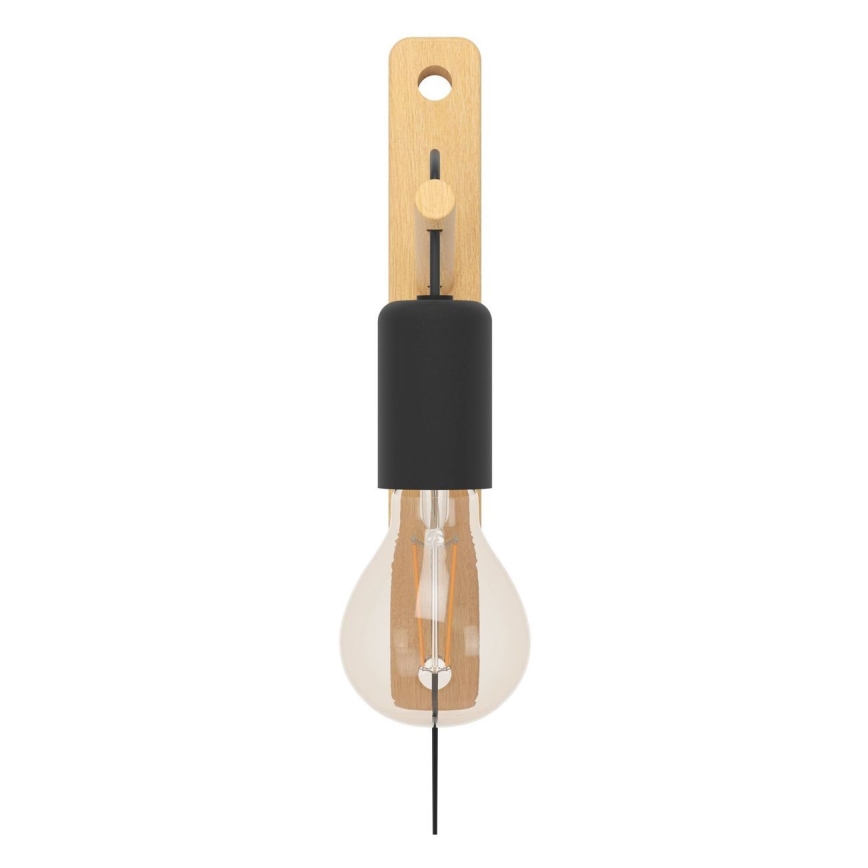 Eglo - Aplique 1xE27/10W/230V madera de caucho marrón/negro