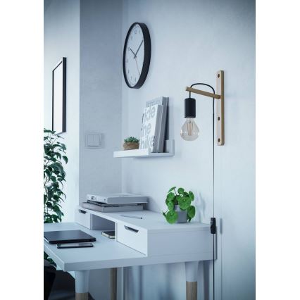 Eglo - Aplique 1xE27/10W/230V madera de caucho marrón/negro