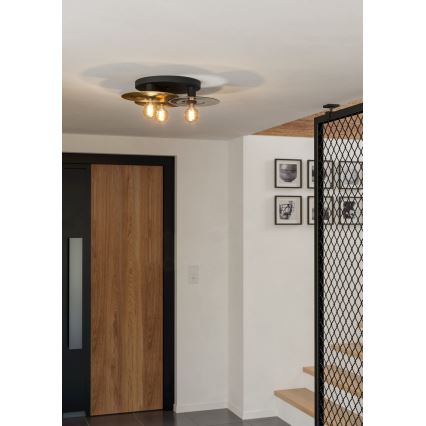 Eglo - Plafón 3xE27/40W/230V dorado/negro