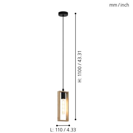 Eglo - Lámpara colgante 1xE27/60W/230V - FSC Certificado