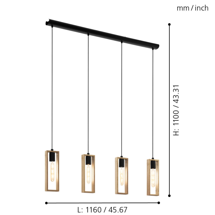 Eglo - Lámpara colgante 4xE27/60W/230V