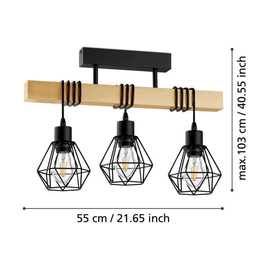 Eglo - Lámpara de techo TOWNSHEND 3xE27/60W/230V - FSC Certificado