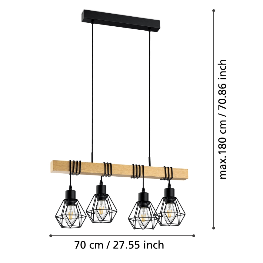 Eglo - Lámpara colgante TOWNSHEND 4xE27/60W/230V