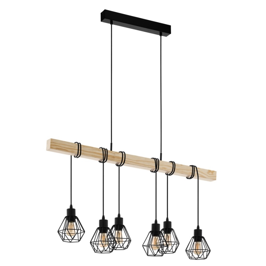 Eglo - Lámpara colgante TOWNSHEND 6xE27/60W/230V - FSC Certificado