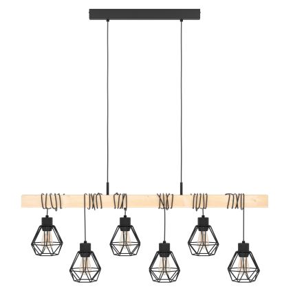 Eglo - Lámpara colgante TOWNSHEND 6xE27/60W/230V - FSC Certificado