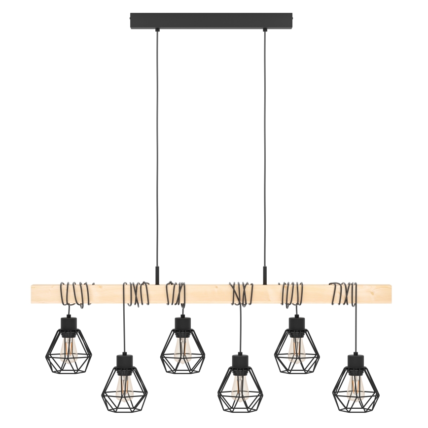 Eglo - Lámpara colgante TOWNSHEND 6xE27/60W/230V - FSC Certificado