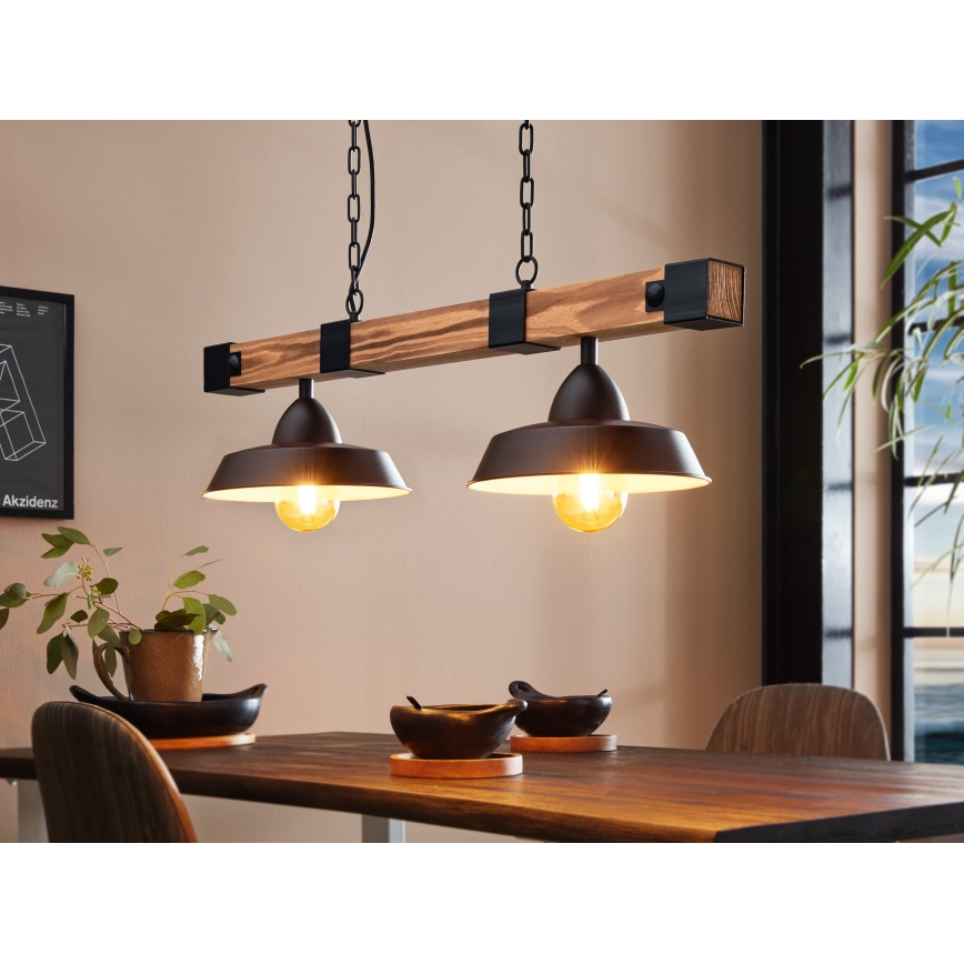 Eglo - Lámpara colgante con cadena 2xE27/60W/230V