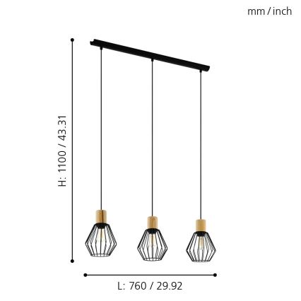 Eglo - Lámpara colgante 3xE27/60W/230V