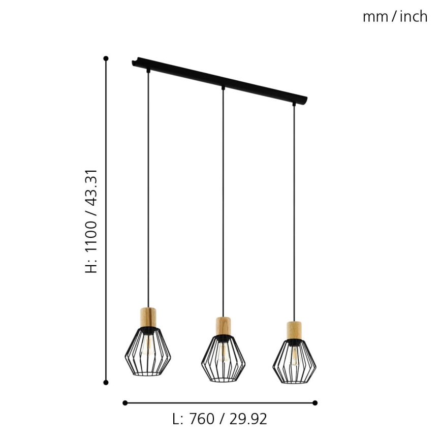 Eglo - Lámpara colgante 3xE27/60W/230V