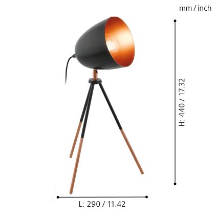 Eglo - Lámpara de mesa 1xE27/60W/230V