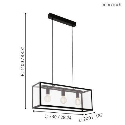 Eglo - Lámpara colgante 3xE27/60W/230V
