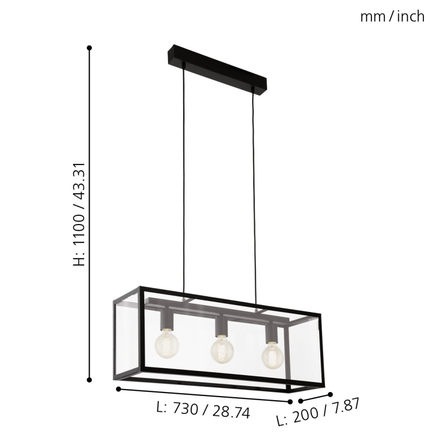 Eglo - Lámpara colgante 3xE27/60W/230V