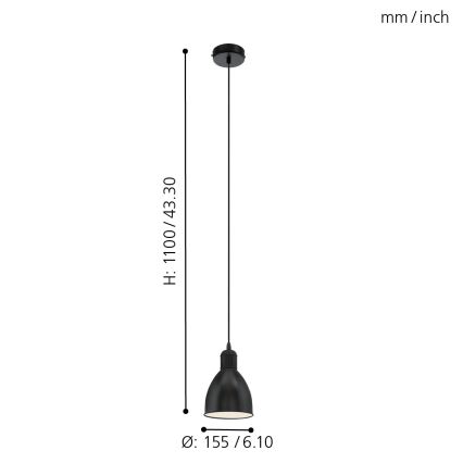 Eglo - Lámpara colgante 1xE27/60W/230V